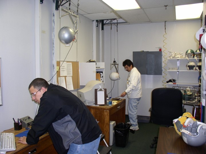 Helmets Tested at Reconditioning Facility